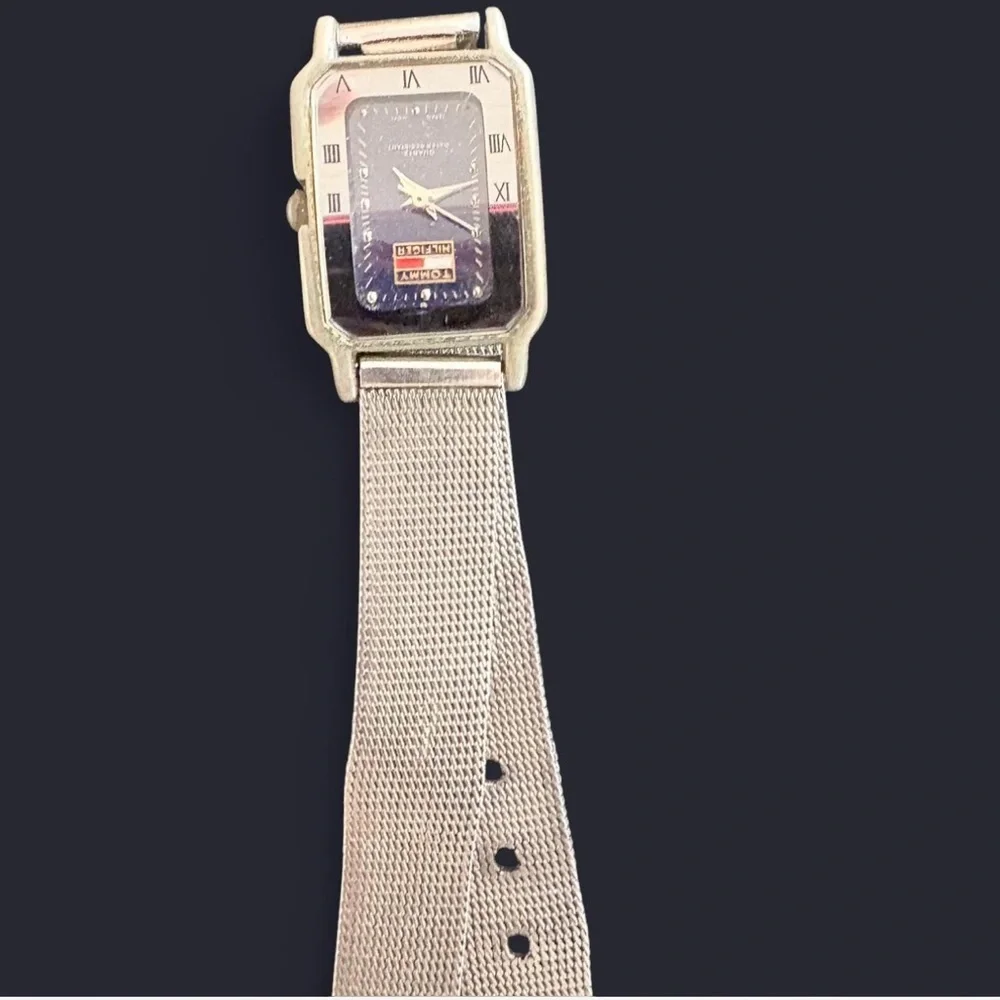 RARE RECTANGLE TOMMY HILFIGER JAPAN INDEX MESH BAND WOMENS QUARTZ WRISTWATCH